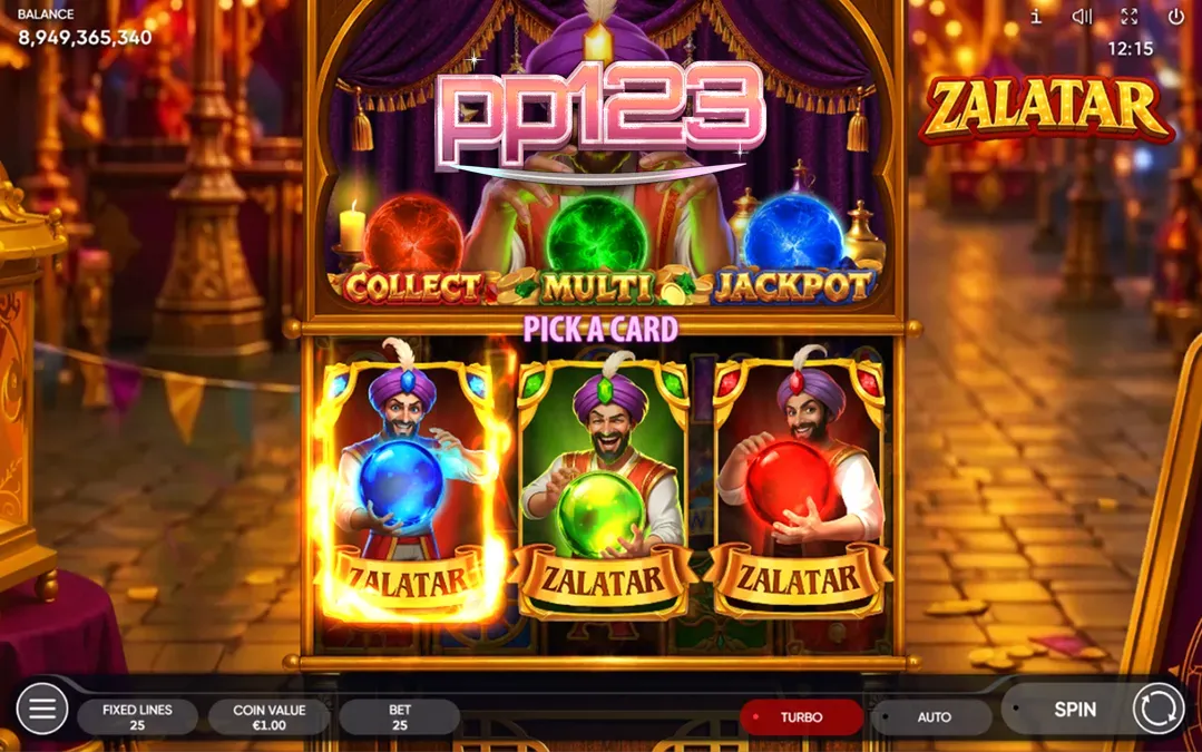 Tampilan visual slot Zalatar dengan tema ramalan nasib yang mistis